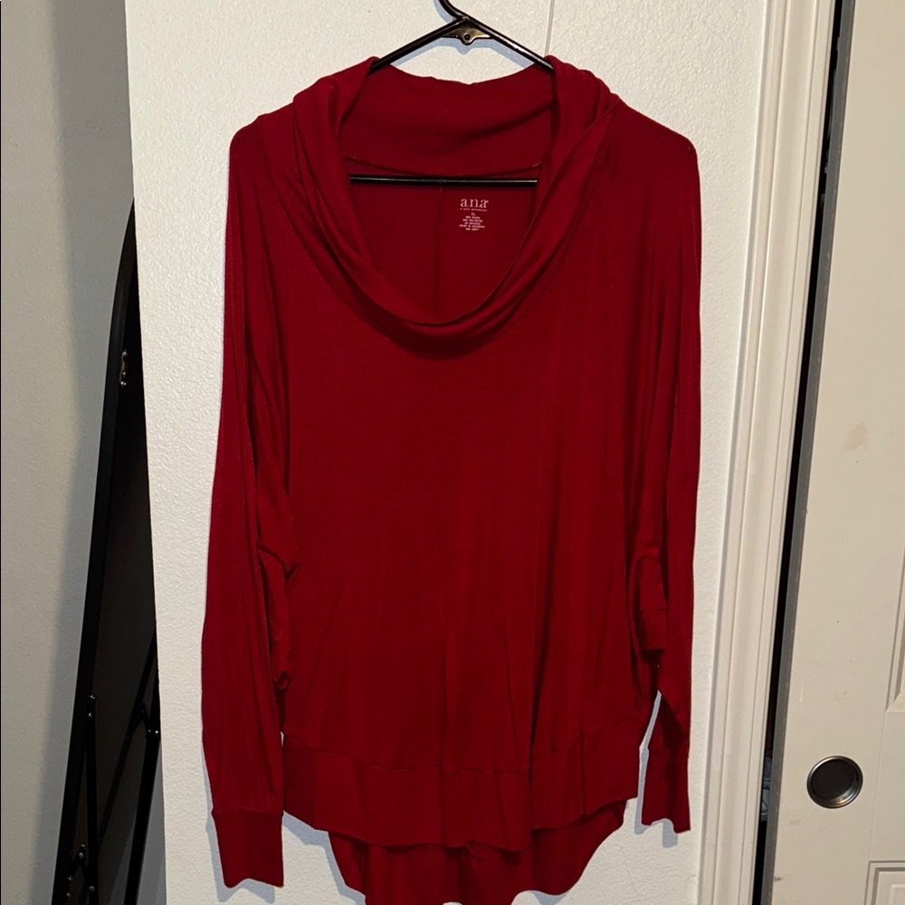 a.n.a Red Relaxed Long Sleeve Tunic
